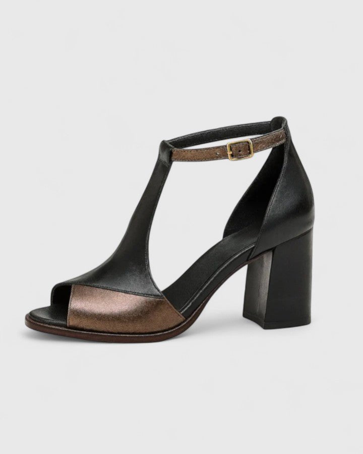 Adeline | Modern Elastic T-Strap Block Heels