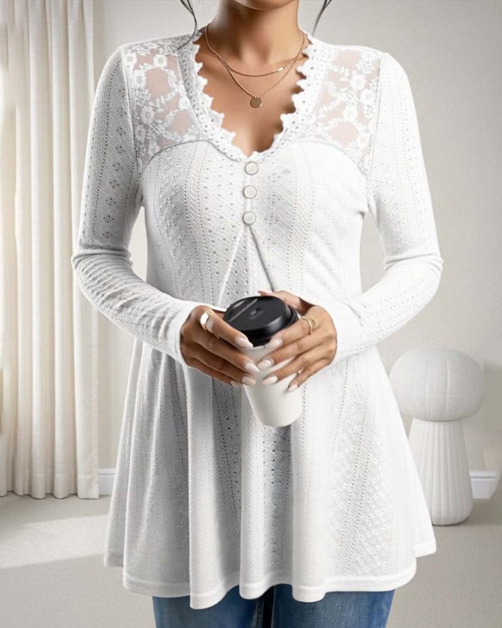 Top Blonder V-neck Button