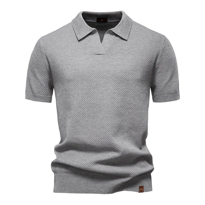 Noah | Modern Textured Open-Collar Polo Shirt