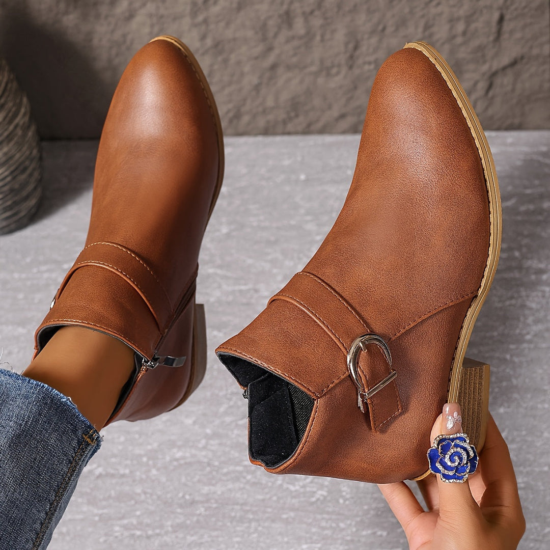 Dahlia | Modern Buckle-Accented Chelsea Ankle Boots