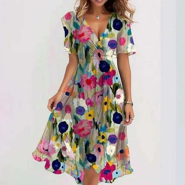 Lina - Elegant Short Sleeve Dress