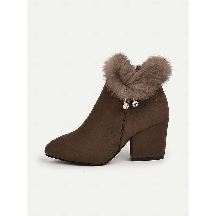 Natalie | Fur-Trimmed Block Heel Ankle Boots