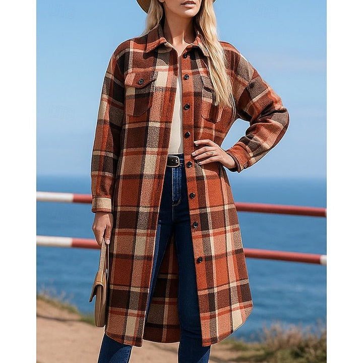 Sophie | Effortless Style Longline Checked Trenchcoat