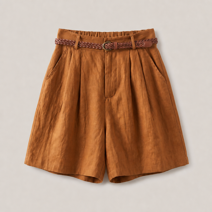 Katalina | High-Waisted A-Line Style Linen Shorts