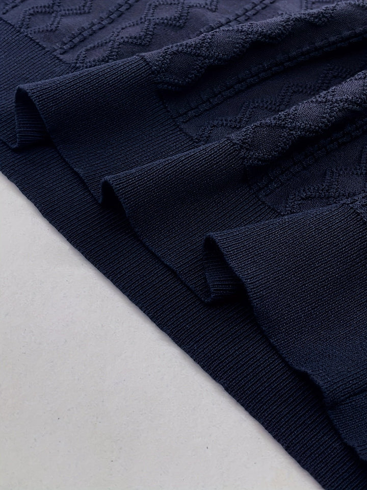 Nathan | Textured Contrast-Collar Slim Fit Polo Shirt