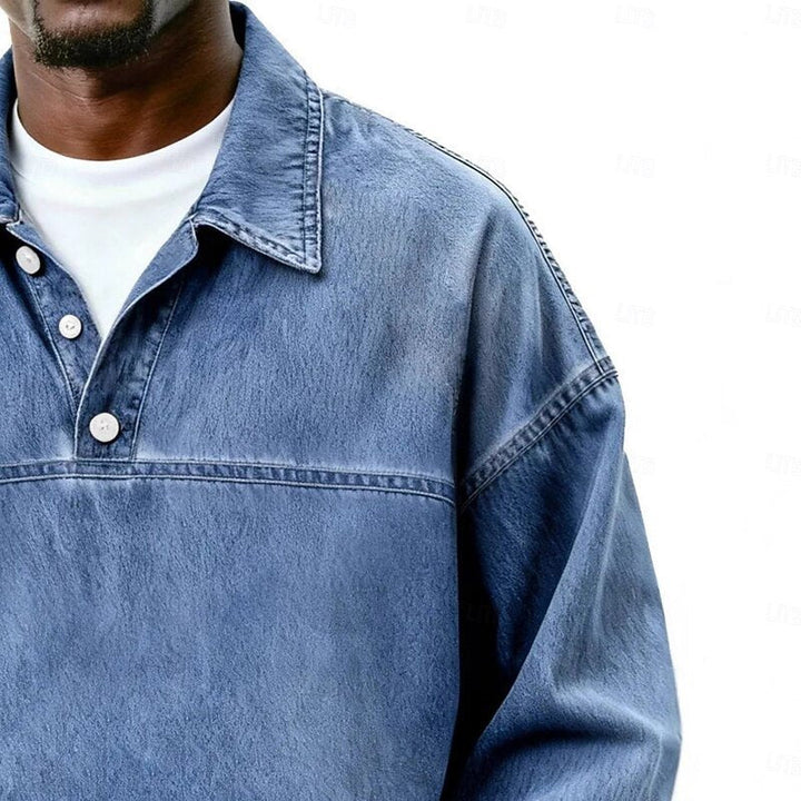 Galen | Washed Long Sleeve Polo Shirt