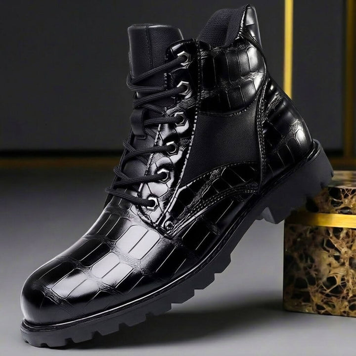 Atlas | Urban Style Embossed Leather Boots with Cushioned Insoles