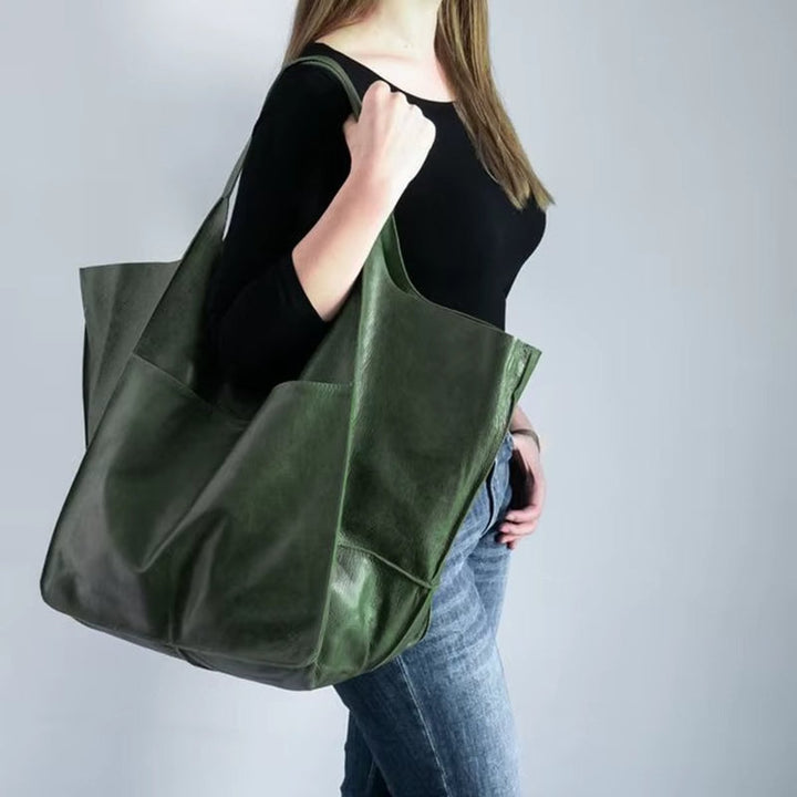 Elena | Oversized Vegan Leather Tote Bag with Magnetic Closure