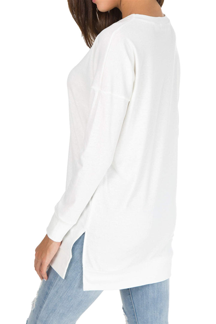 Talia – Long-Sleeved Side Slit Loose Top