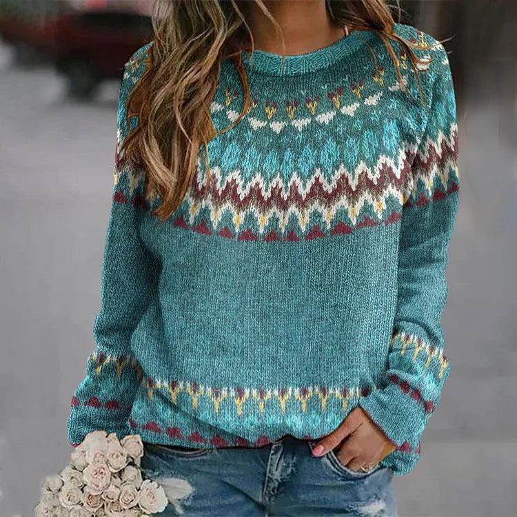 Peyton - Comfortable Retro Wave Pattern Sweatshirt