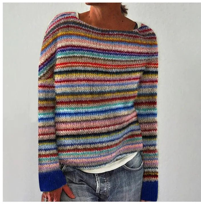 Rosalina | Retro Multi-Striped Relaxed Knit Sweater