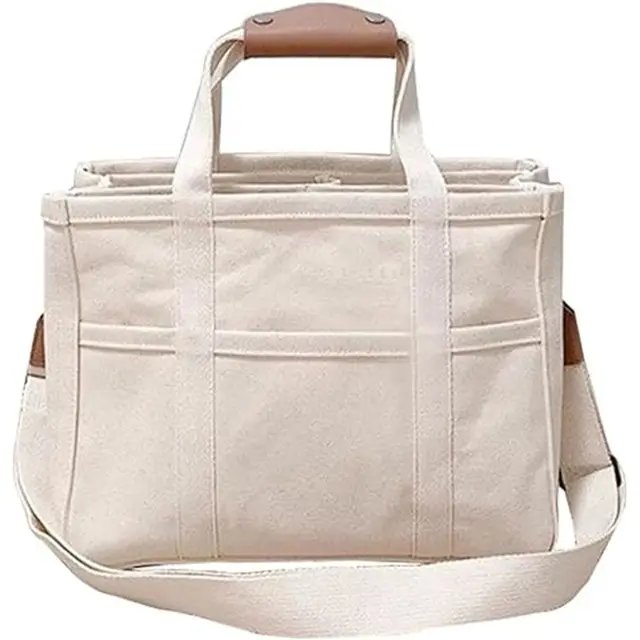 Elena | Spacious Multi-Pocket Canvas Tote Bag