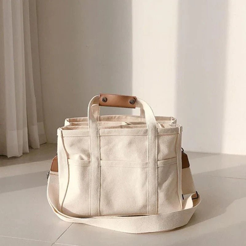 Elena | Spacious Multi-Pocket Canvas Tote Bag