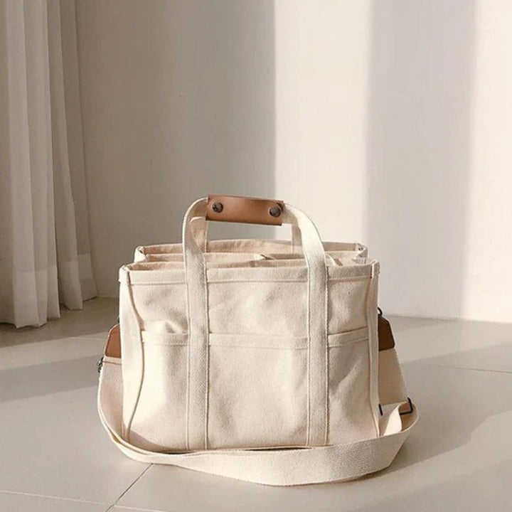 Elena | Spacious Multi-Pocket Canvas Tote Bag