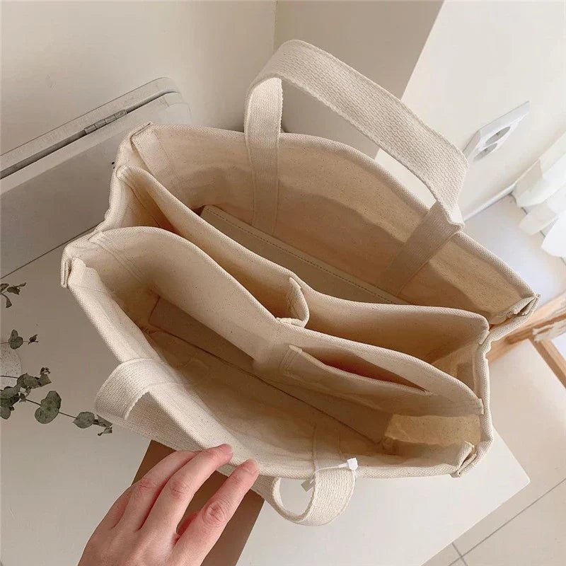 Elena | Spacious Multi-Pocket Canvas Tote Bag