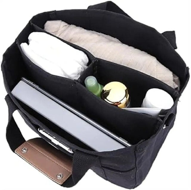 Elena | Spacious Multi-Pocket Canvas Tote Bag