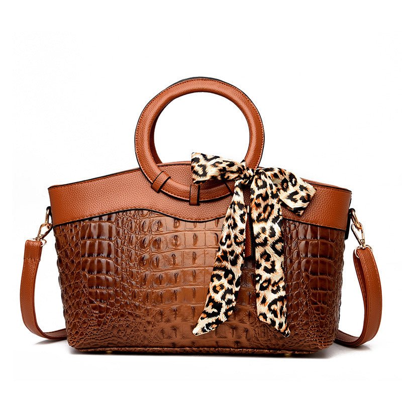 Chloé Montclair Croc-Embossed Handbag with Round Handles