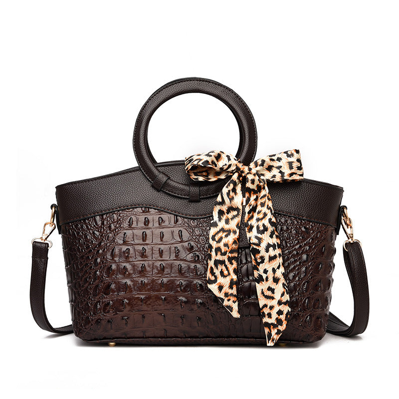 Chloé Montclair Croc-Embossed Handbag with Round Handles