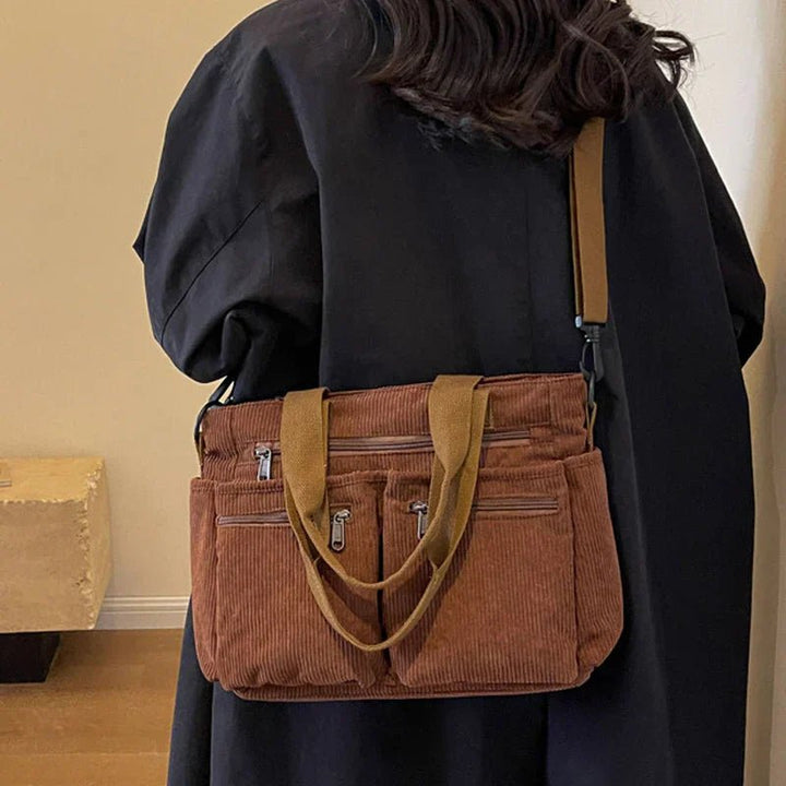 Nyla | Corduroy Multi-Pocket Convertible Tote Bag