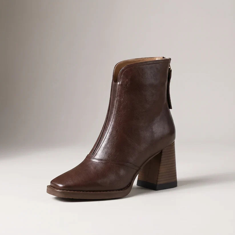 Gloria | Elegant Mid-Heel Style Leather Ankle Boots