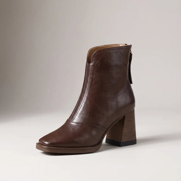 Gloria | Elegant Mid-Heel Style Leather Ankle Boots