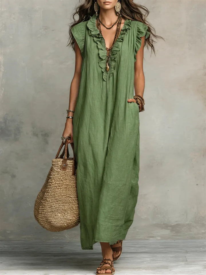 Mariana | Elegant And Feminine Ruffle V-Neck Maxi Dress