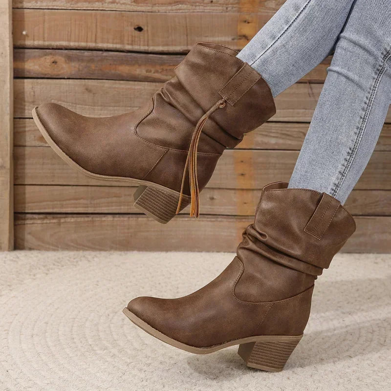 Noemi | Braided Tassel Water-Resistant Western Boots