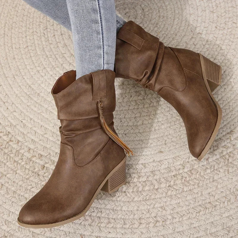 Noemi | Braided Tassel Water-Resistant Western Boots