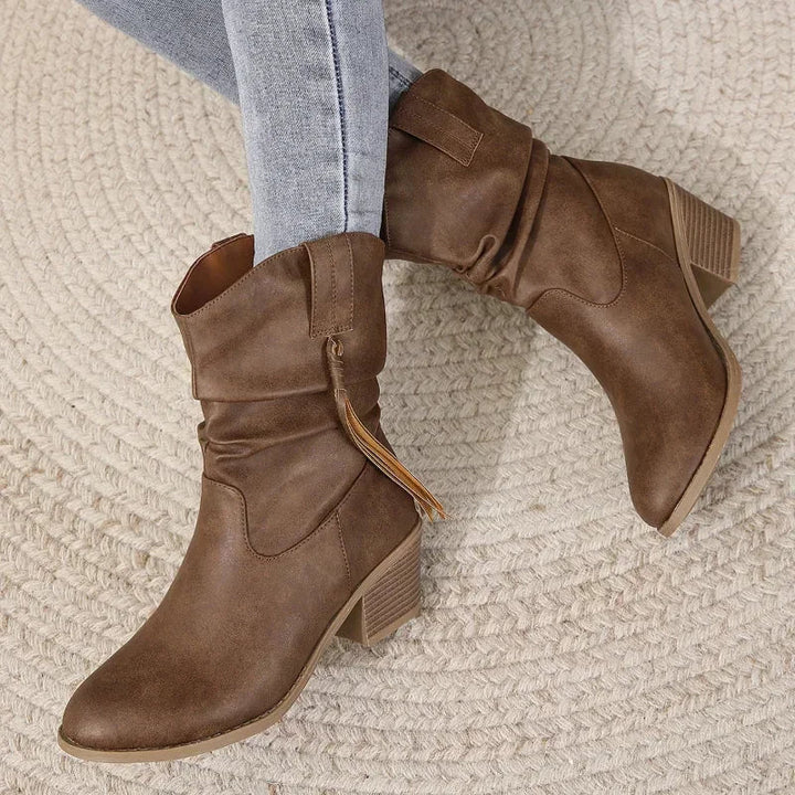 Noemi | Braided Tassel Water-Resistant Western Boots