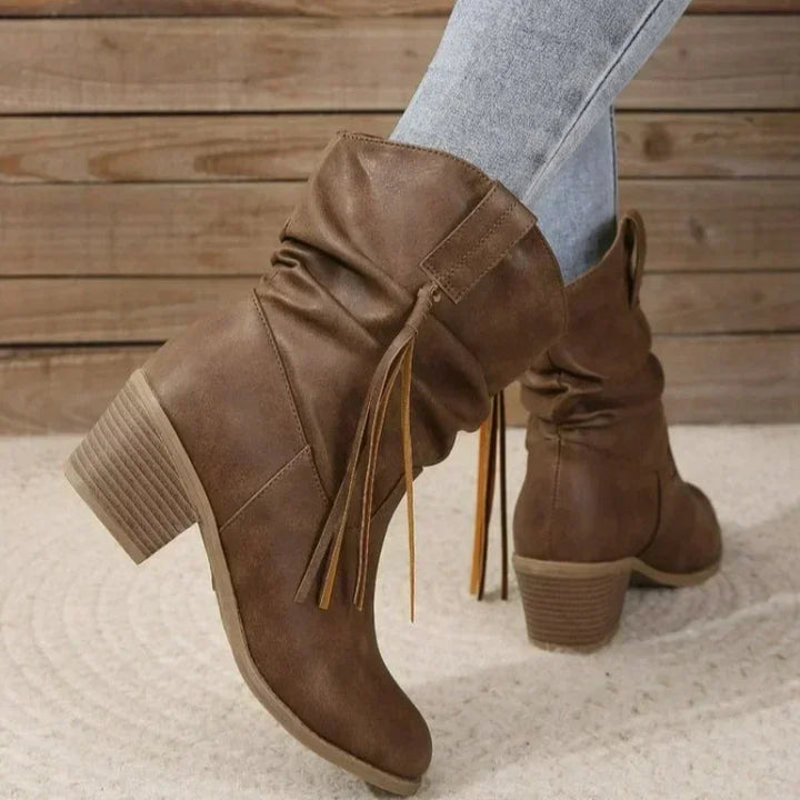 Noemi | Braided Tassel Water-Resistant Western Boots