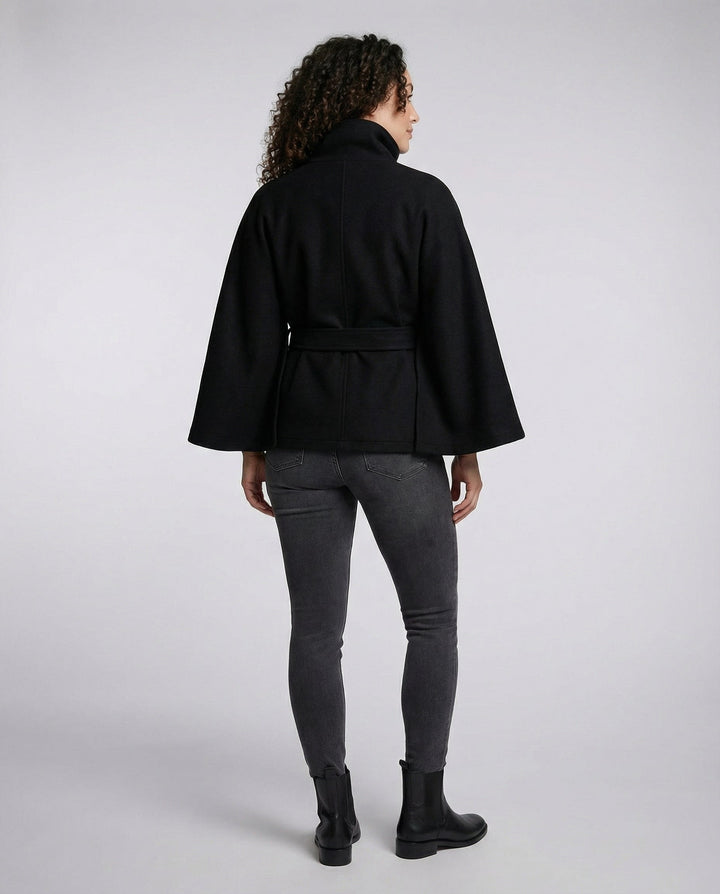 Mazie | Elegant High-Collar Belted Wrap Jacket