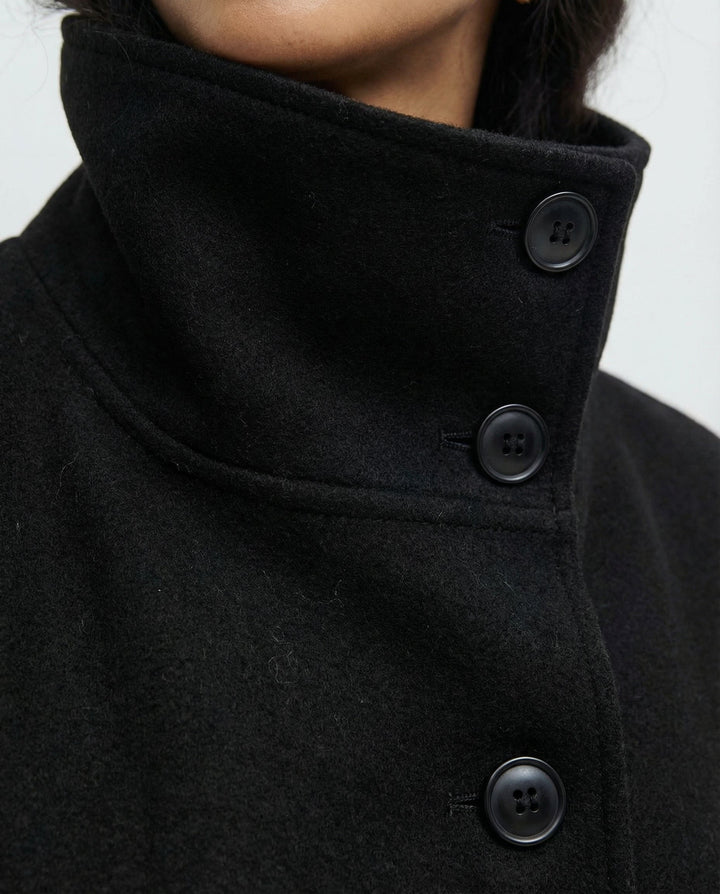 Mazie | Elegant High-Collar Belted Wrap Jacket