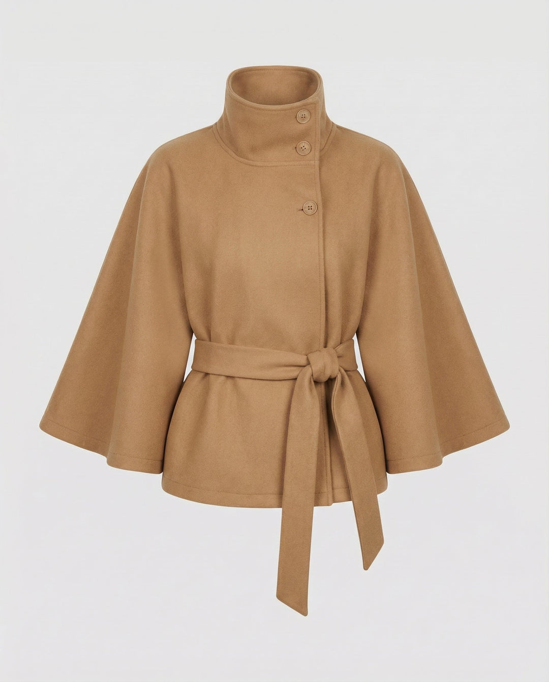 Mazie | Elegant High-Collar Belted Wrap Jacket