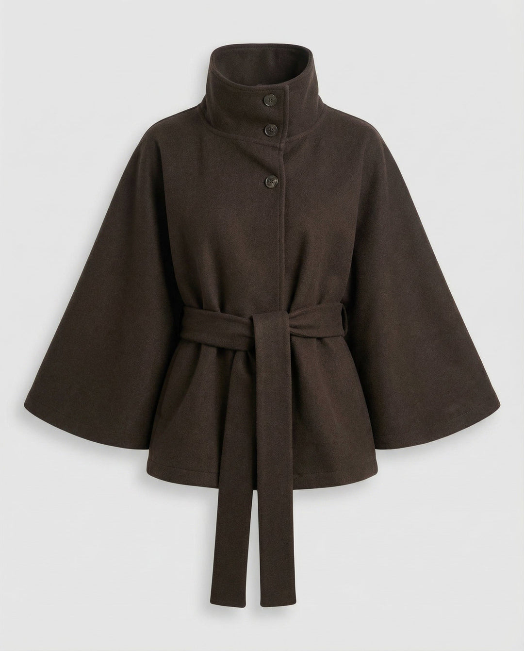 Mazie | Elegant High-Collar Belted Wrap Jacket