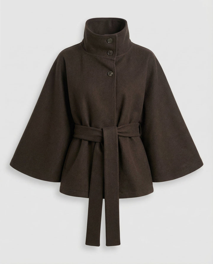 Mazie | Elegant High-Collar Belted Wrap Jacket