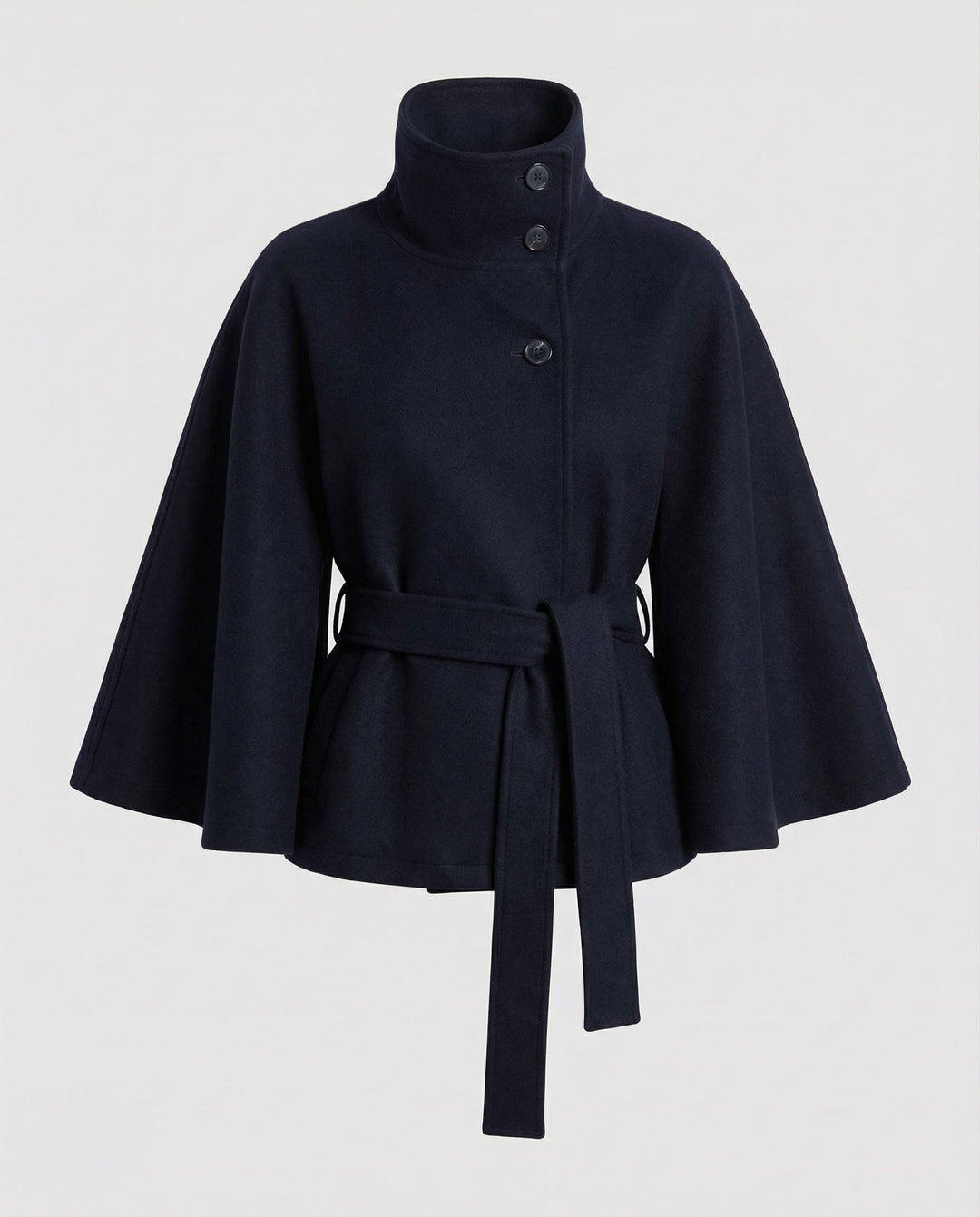 Mazie | Elegant High-Collar Belted Wrap Jacket