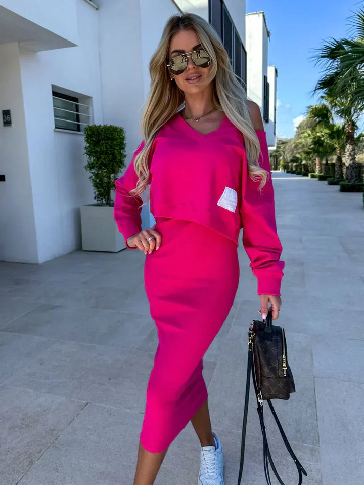 ONDINE – ELEGANT KNIT OVERLAY DRESS DUO
