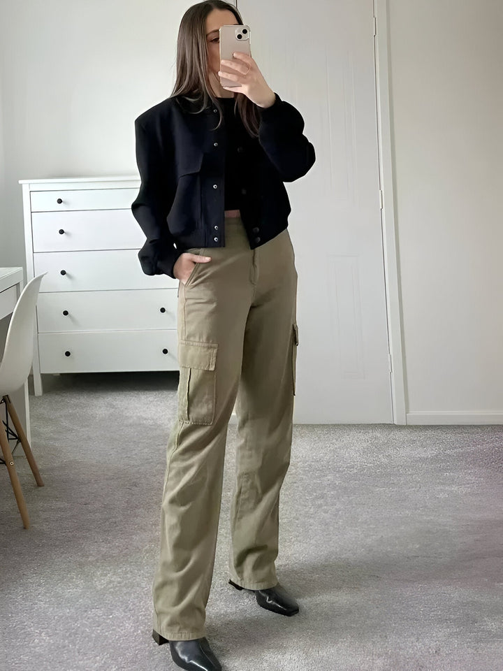 Donna | Women's Cropped Button-Down Bomber Jacket