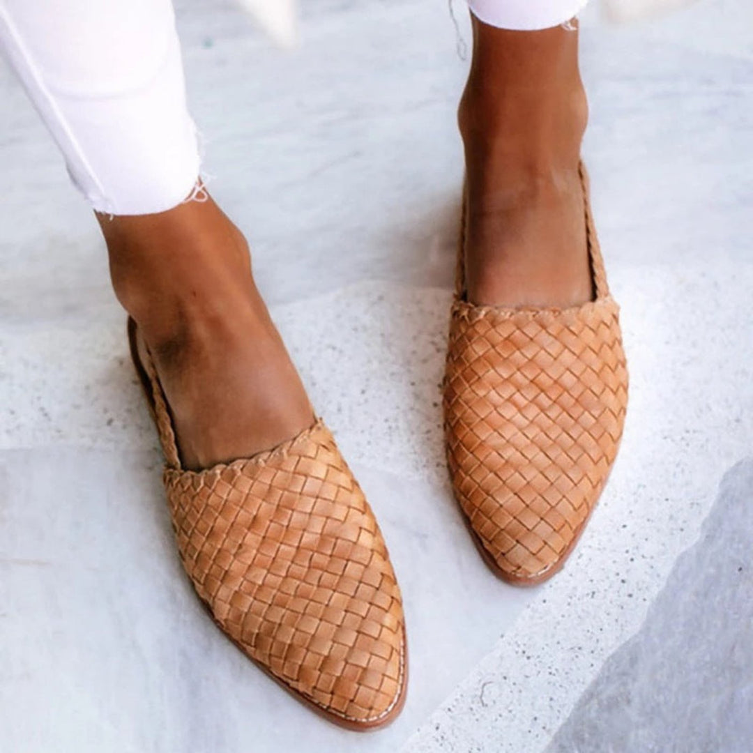 Sylvia | Woven Leather Pointed-Toe Slingback Sandals
