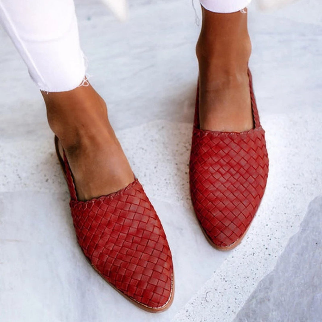 Sylvia | Woven Leather Pointed-Toe Slingback Sandals