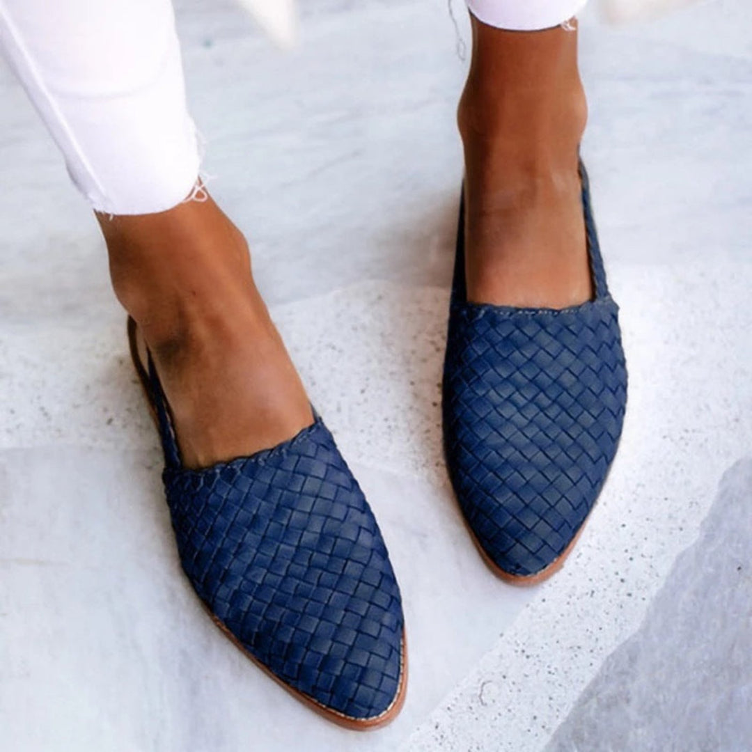 Sylvia | Woven Leather Pointed-Toe Slingback Sandals
