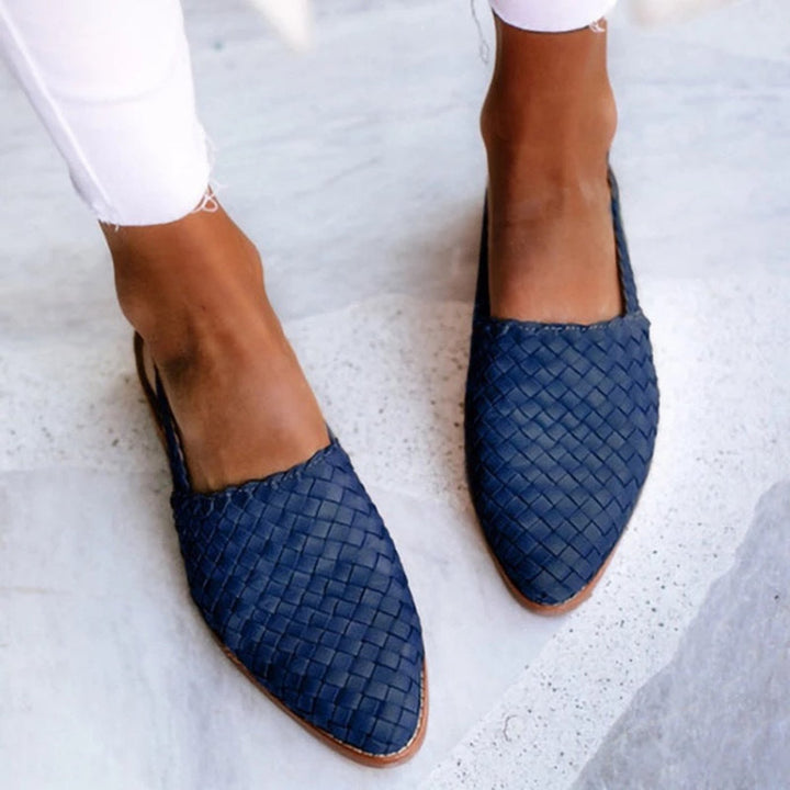 Sylvia | Woven Leather Pointed-Toe Slingback Sandals
