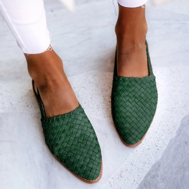 Sylvia | Woven Leather Pointed-Toe Slingback Sandals