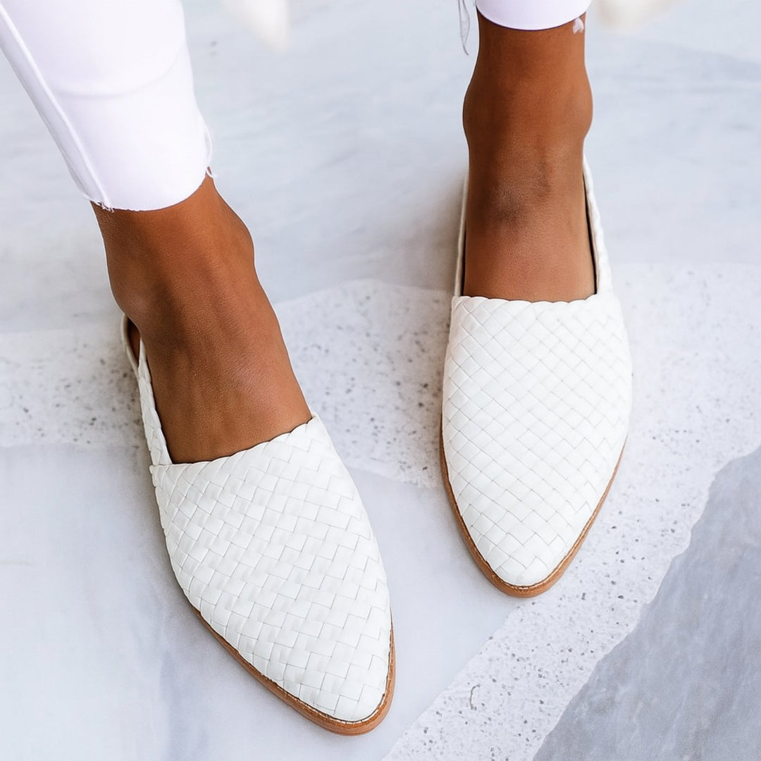 Sylvia | Woven Leather Pointed-Toe Slingback Sandals