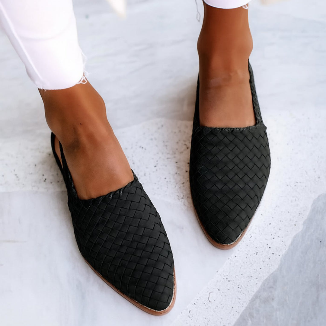 Sylvia | Woven Leather Pointed-Toe Slingback Sandals