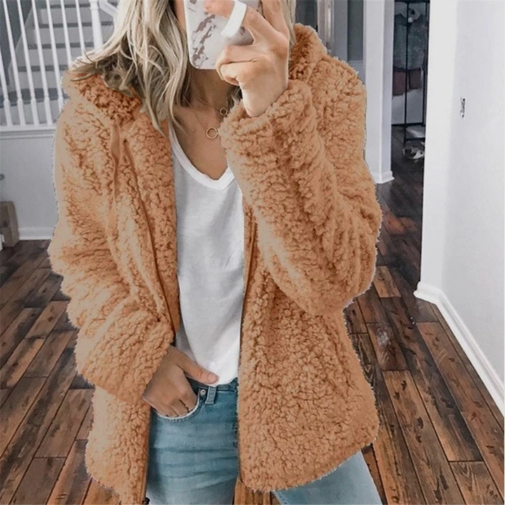 Ellen | Women's Hooded Open Front Teddy Jacket
