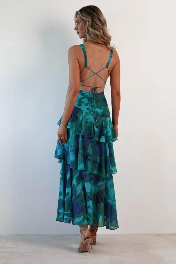 Ashlyn | Elegant Floral Flounce Maxi Dress