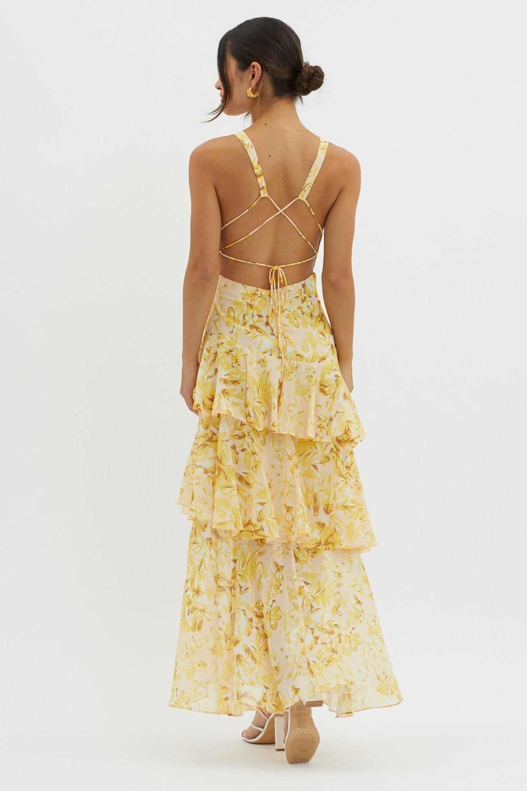 Ashlyn | Elegant Floral Flounce Maxi Dress