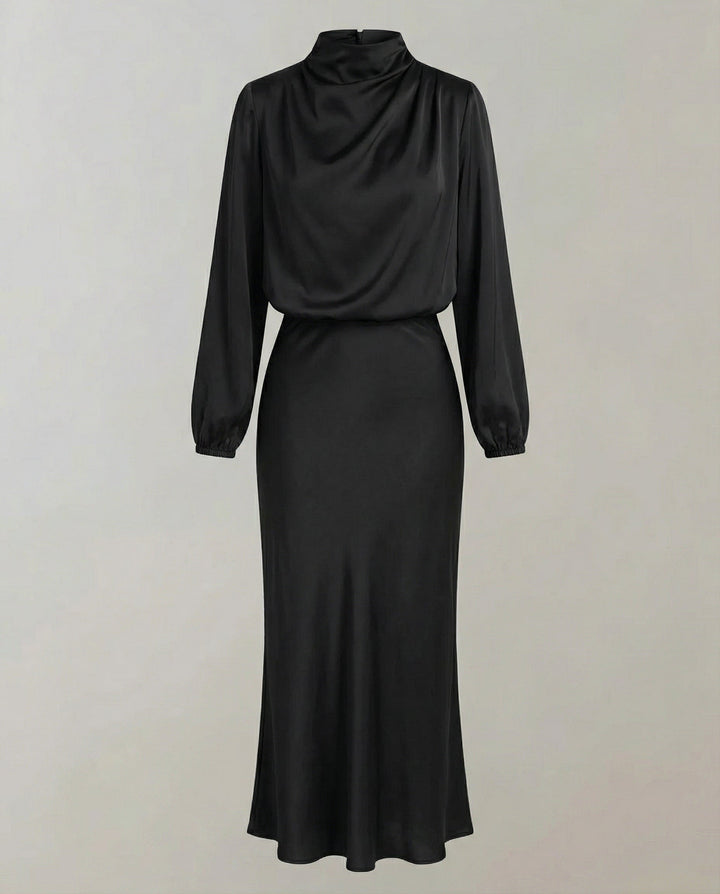 Zora | Elegant Luminous Long-Sleeve Satin Dress