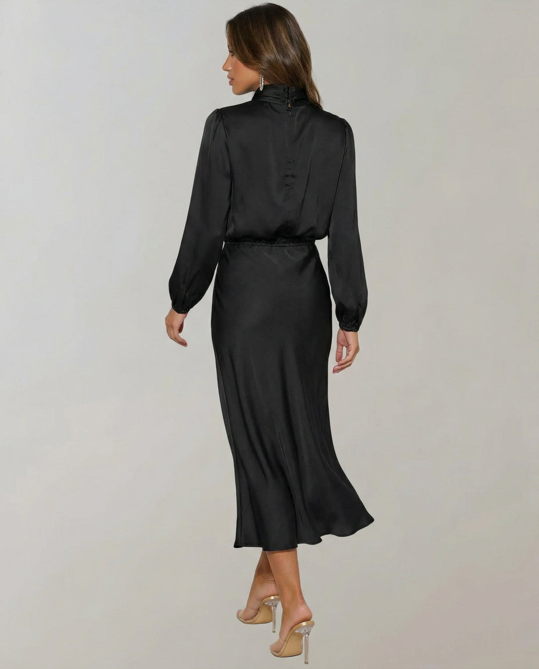 Zora | Elegant Luminous Long-Sleeve Satin Dress